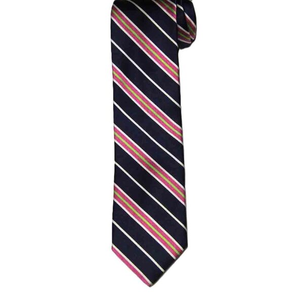 NWOT H. Stockton Italian Silk Repp Stripe Tie Blue Pink Green White Men's - Picture 1 of 1